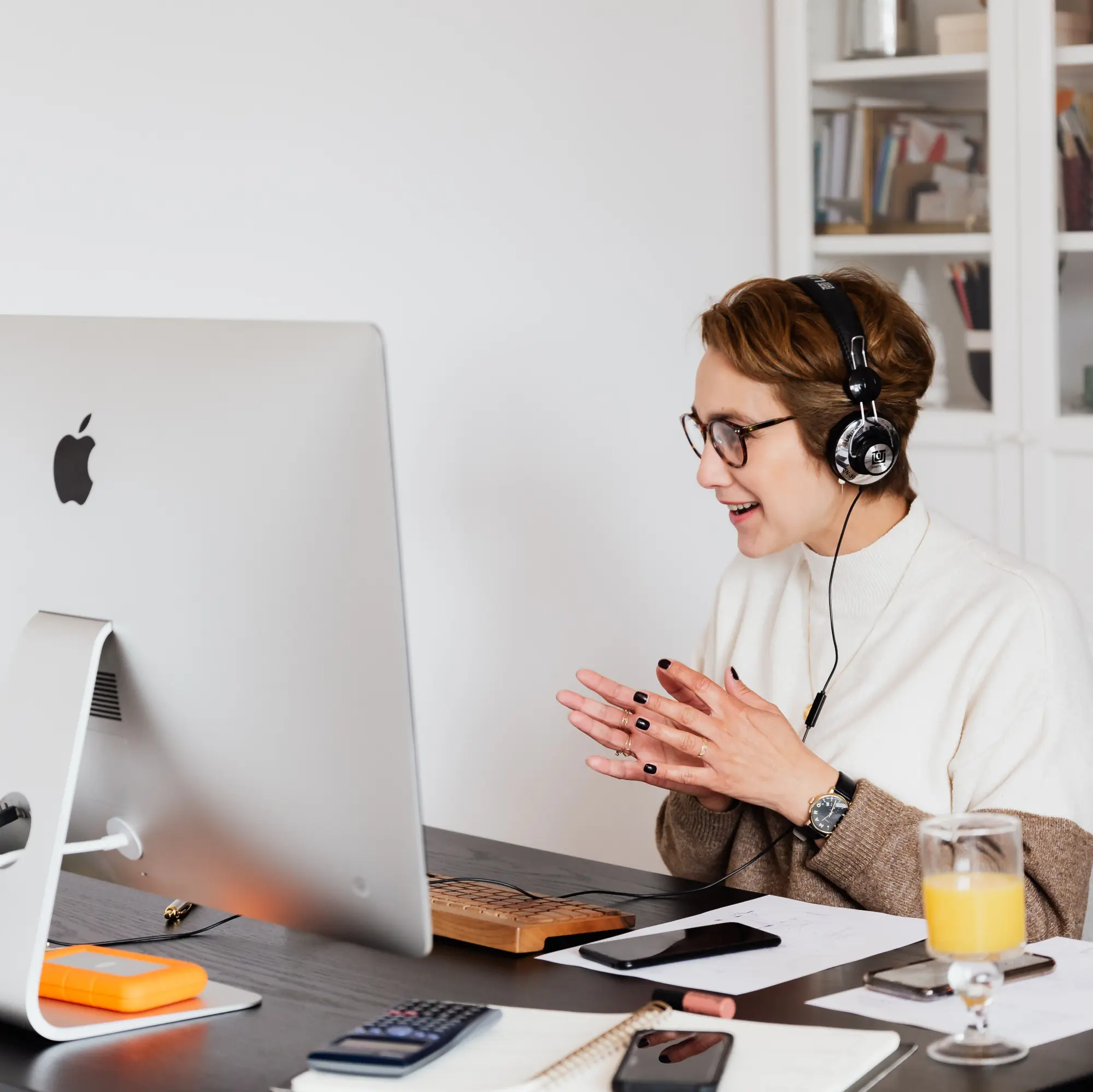 Image of a Blue Mountain Development team member on a phone call