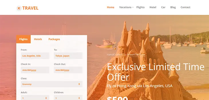 Small image of an example website made for a company called Travel, click for more information